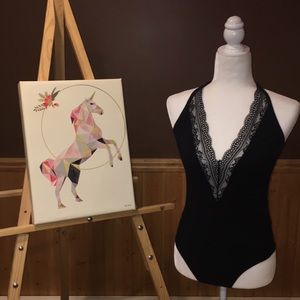 Express One Eleven Lace Trim Thing Bodysuit